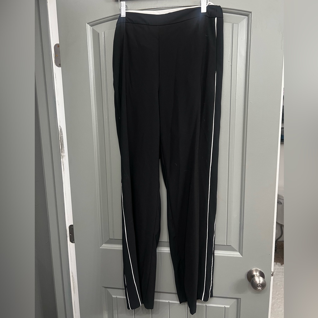 Anthropologie Black Track Pants With White Stripes